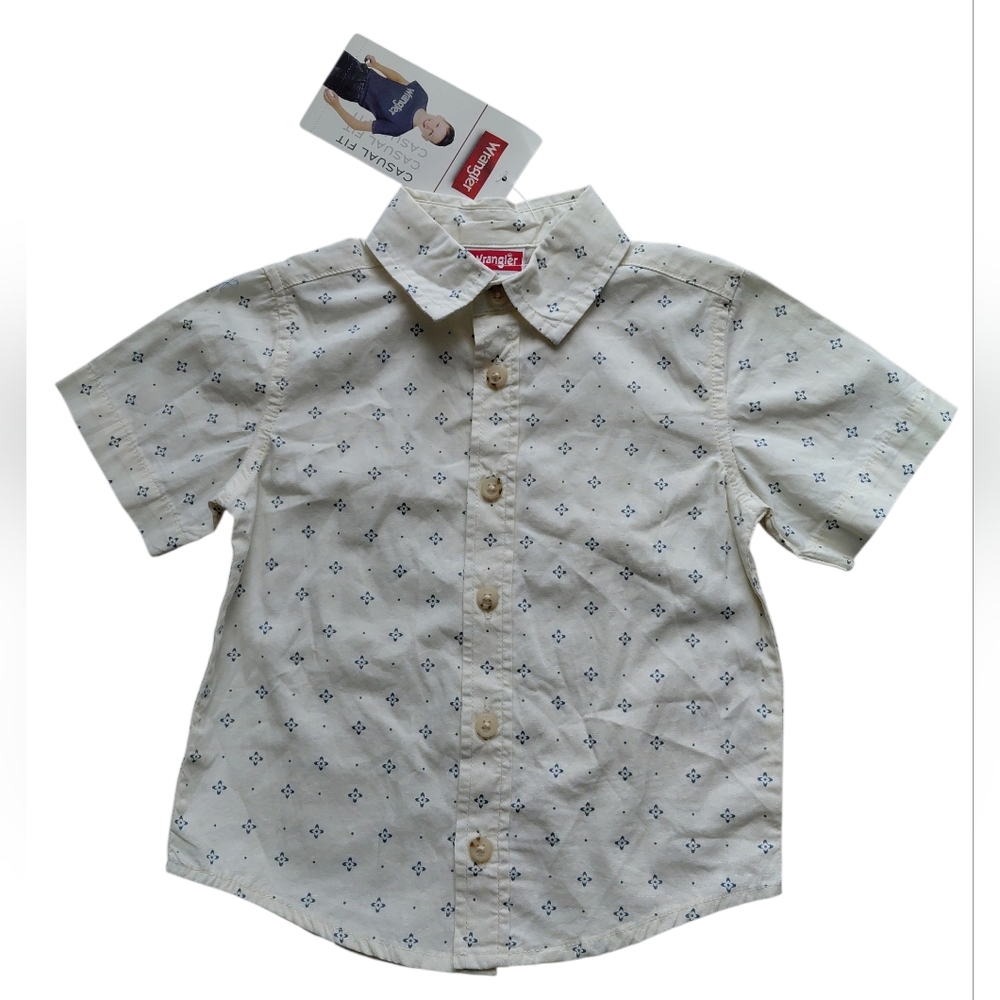 Wrangler Button Up Shirt 2T Bone White/Cream Short Sleeves Cotton